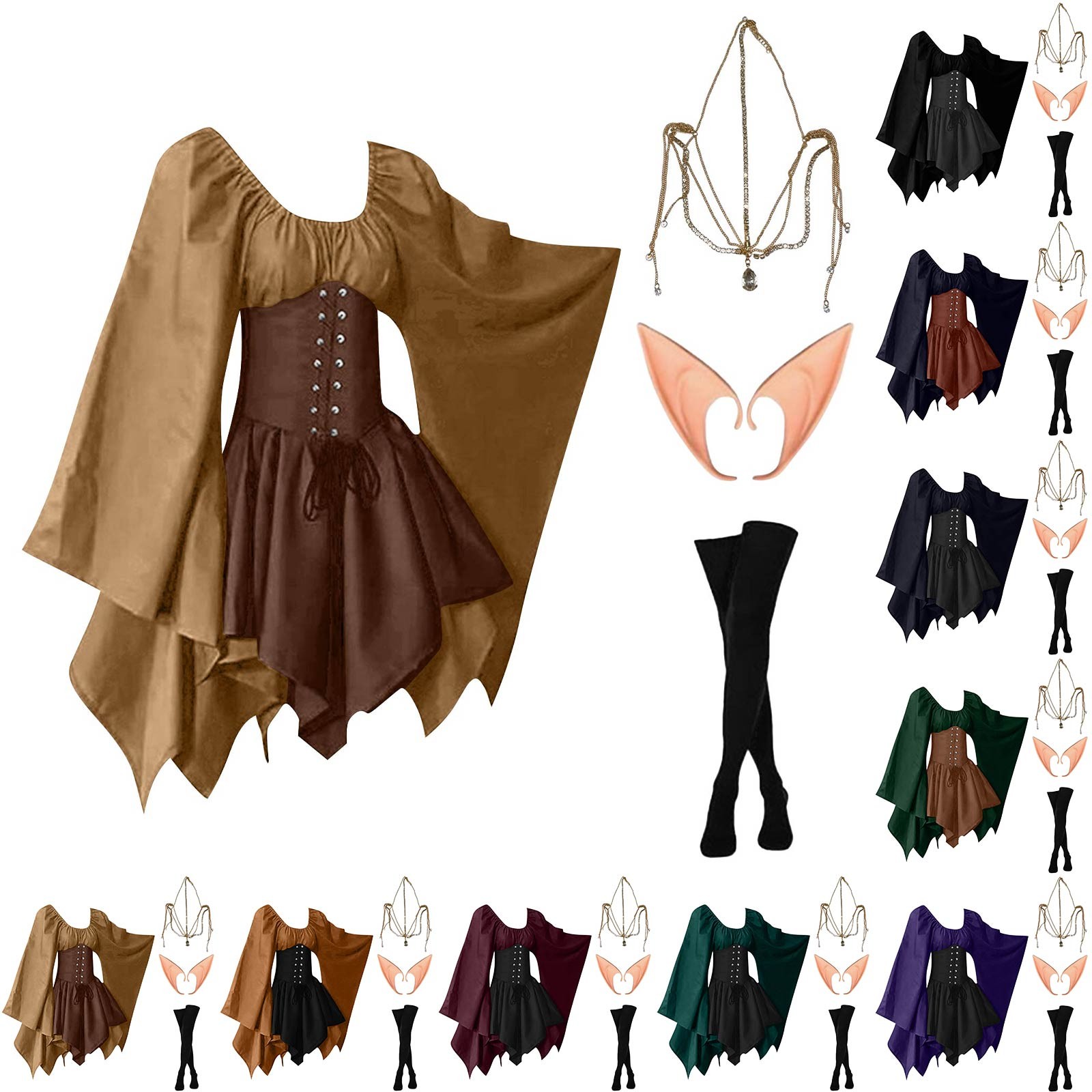 Vintage Fashion Dresses - Kostum Peri Elf Vintage Abad Pertengahan
